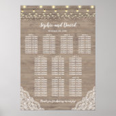 Romantic Lace String Lights Wedding Seding Chart Poster (Voorkant)