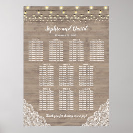 Romantic Lace String Lights Wedding Seding Chart Poster