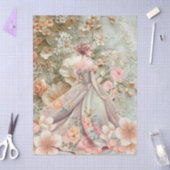 Romantic Lady In Floral Dress Decoupage Paper Tissuepapier (Craft)