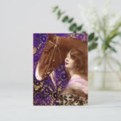 Romantic Lady met paard Briefkaart (Staand voorkant)