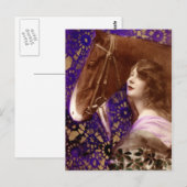 Romantic Lady met paard Briefkaart (Voorkant / Achterkant)