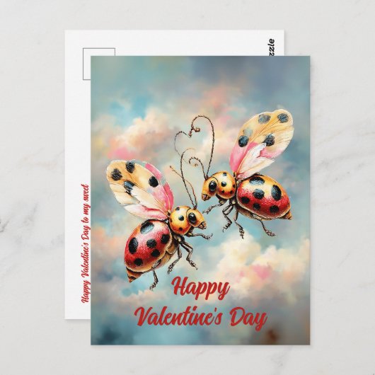 Romantic Ladybugs in Flight Briefkaart (Voorkant / Achterkant)