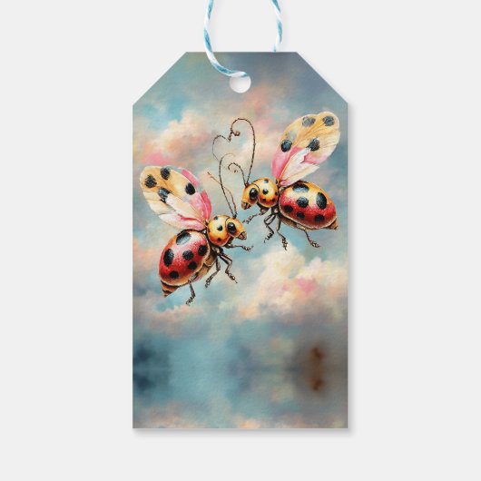 Romantic Ladybugs in Flight Cadeaulabel (Achterkant)