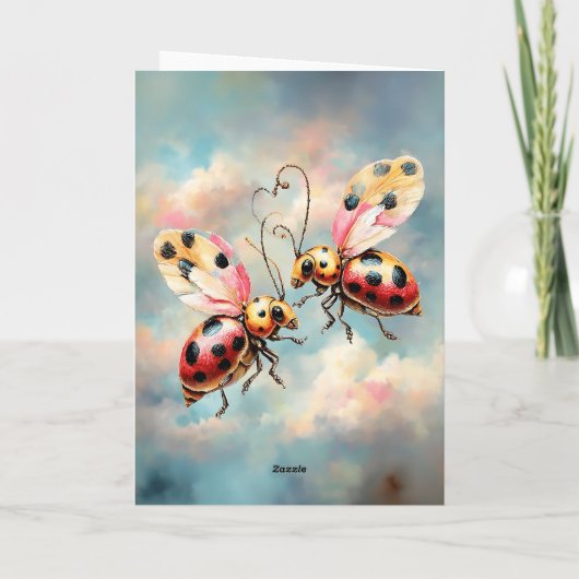 Romantic Ladybugs in Flight Kaart (Achterkant)
