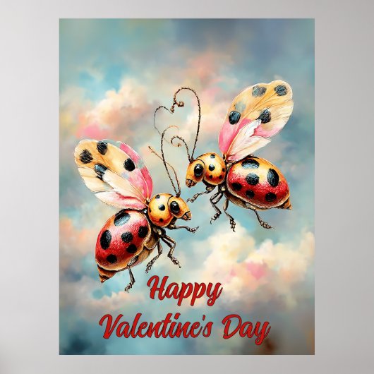 Romantic Ladybugs in Flight Poster (Voorkant)