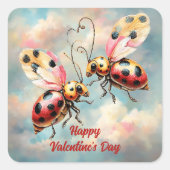 Romantic Ladybugs in Flight Vierkante Sticker (Voorkant)
