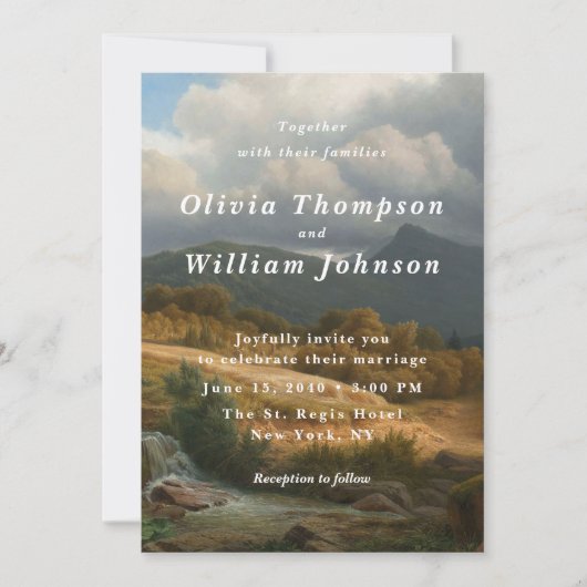 Romantic Landscape Painting Wedding Invitation Kaart (Voorkant)