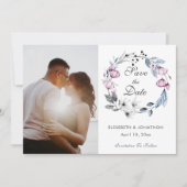 Romantic Lavender Blue Floral Blossom Save The Date (Voorkant)