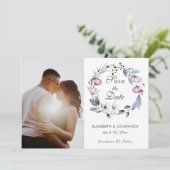 Romantic Lavender Blue Floral Blossom Save The Date (Staand voorkant)