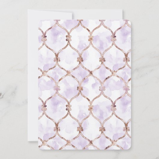 Romantic Lavender Floral Bow Wedding Kaart (Achterkant)