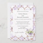 Romantic Lavender Floral Bow Wedding Kaart (Voorkant)