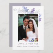 Romantic Lavender Floral Foto Weduwschap Dank je Bedankkaart (Voorkant / Achterkant)
