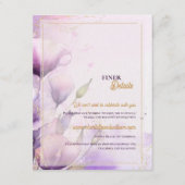 Romantic Lavender Floral Gold Wedding Details Informatiekaartje (Voorkant)