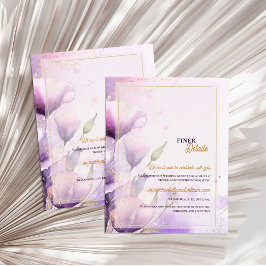 Romantic Lavender Floral Gold Wedding Details Informatiekaartje