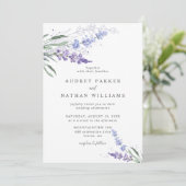 Romantic Lavender Floral met details bruiloft Kaart (Staand voorkant)