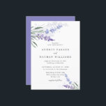 Romantic Lavender Floral met details bruiloft Kaart<br><div class="desc">Elegant en bijtende waterverf lavender bruiloft uitnodigt met details op de achterkant.</div>