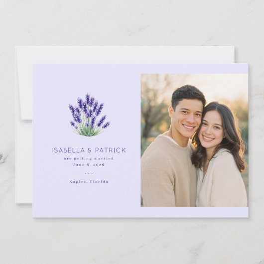 Romantic Lavender Floral Save The Date (Voorkant)