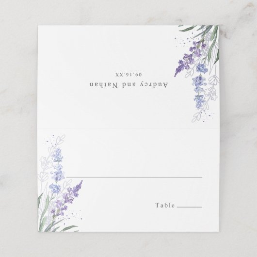 Romantic Lavender Floral Waterverf Plaatskaartje (Buitenkant ongevouwen)