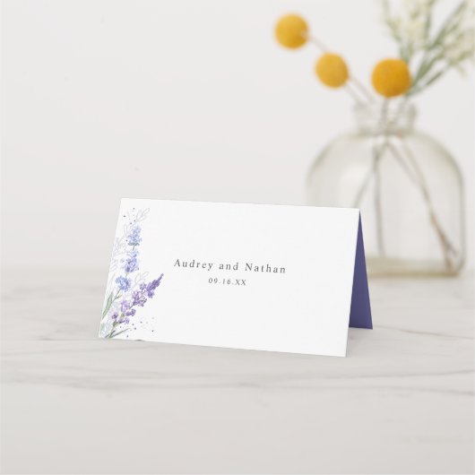 Romantic Lavender Floral Waterverf Plaatskaartje (Achterkant)