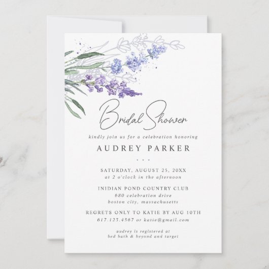 Romantic Lavender Floral Waterverf Vrijgezellenfee Kaart (Voorkant)