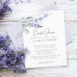 Romantic Lavender Floral Waterverf Vrijgezellenfee Uitnodiging Briefkaart<br><div class="desc">Romantische en elegante waterverf lavender floral bridal douche briefkaart. Overeenkomende objecten in dit collectie.</div>