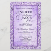 Romantic Lavender Glitter Wedding Programme (Voorkant)