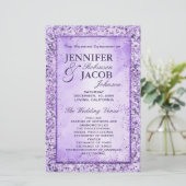 Romantic Lavender Glitter Wedding Programme (Staand voorkant)
