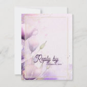 Romantic Lavender Gold Floral Wedding Reply By RSVP Kaartje (Voorkant)