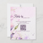 Romantic Lavender Gold Floral Wedding Reply By RSVP Kaartje (Achterkant)