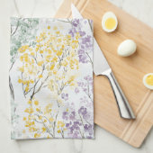 Romantic Lavender Green Yellow Flowers Theedoek (Quarter Fold)