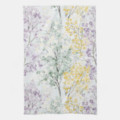 Romantic Lavender Green Yellow Flowers Theedoek (Verticaal)