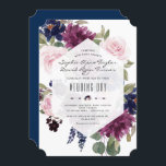 Romantic Lavender Navy Blue Floral Bloom Wedding Kaart<br><div class="desc">Kaart met een prachtige waterverf lavender en blauw blauw blauw blauw bloemen bouquets/wreath, floral divider, mooi handschrift, een semitransparant hexagon en speciale lettertypen. Het gebruik past hulpmiddel aan om uw info toe te voegen, veranderingen aan te brengen. Ga voor overeenkomende objecten naar mijn Collectie van Lavender Navy Blue Floral Bloom....</div>