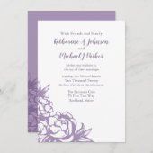 Romantic Lavender Peonies Wedding Kaart (Voorkant / Achterkant)
