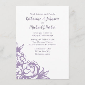 Romantic Lavender Peonies Wedding Kaart