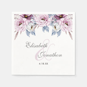 Romantic Lavender & Powder Blue Floral Blossom Servet