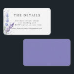 Romantic Lavender Waterverf Floral Detail Informatiekaartje<br><div class="desc">De details van de bruiloft zijn te vinden op een romantische waterverf lavender bloemen kaart.</div>