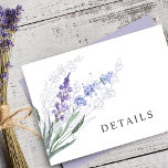 Romantic Lavender Waterverf Floral - Gegevens Informatiekaartje<br><div class="desc">Romantische en eenvoudige omhullingskaart bevat trouwgegevens en lavendel van de waterverf.</div>
