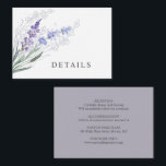 Romantic Lavender Waterverf Floral - Gegevens Informatiekaartje<br><div class="desc">Romantische en eenvoudige omhullingskaart bevat trouwgegevens en lavendel van de waterverf.</div>
