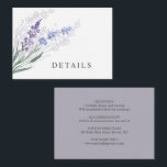 Romantic Lavender Waterverf Floral - Gegevens Informatiekaartje<br><div class="desc">Romantische en eenvoudige omhullingskaart bevat trouwgegevens en lavendel van de waterverf.</div>