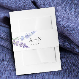 Romantic Lavender Waterverf Floral Monogram Uitnodigingen Wikkel