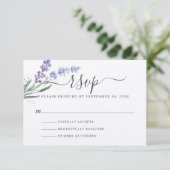 Romantic Lavender Waterverf Floral RSVP Kaartje (Staand voorkant)
