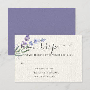Romantic Lavender Waterverf Floral RSVP Kaartje
