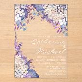 Romantic Lavender Waterverf Floral Spring Wedding Acryl Uitnodigingen (Voorkant)