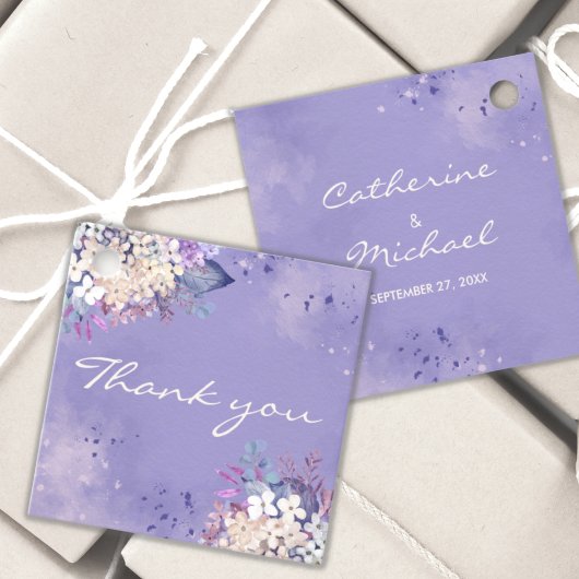 Romantic Lavender Waterverf Floral Spring Wedding Bedankjes Labels