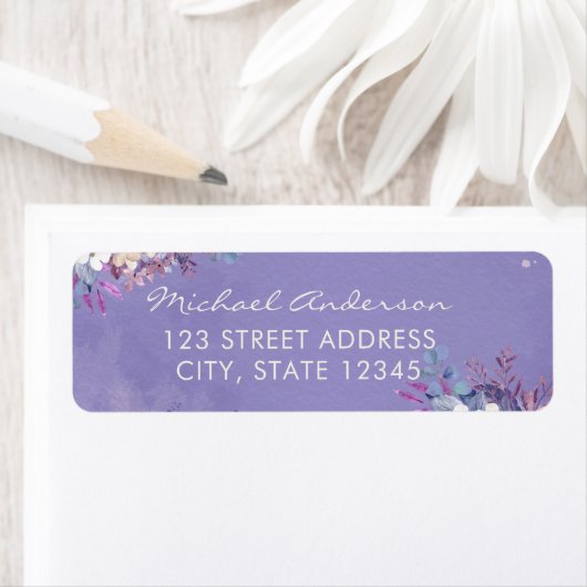 Romantic Lavender Waterverf Floral Spring Wedding Etiket (Insitu)