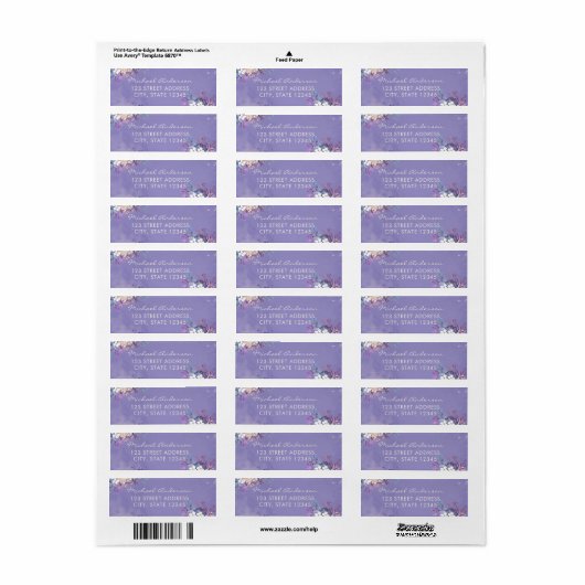 Romantic Lavender Waterverf Floral Spring Wedding Etiket (Full Sheet)