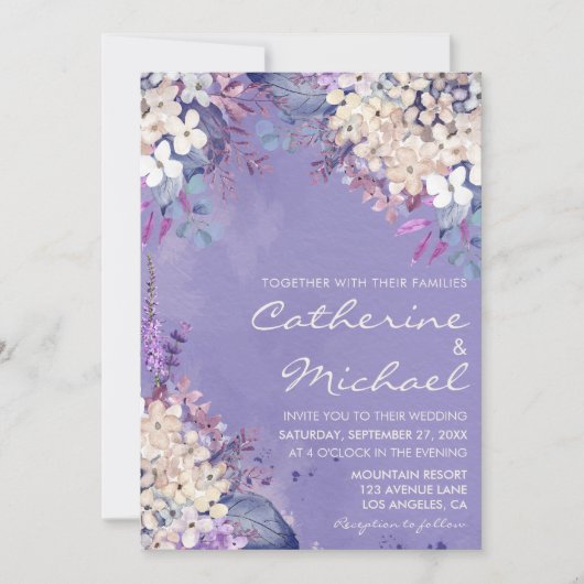 Romantic Lavender Waterverf Floral Spring Wedding Kaart (Voorkant)