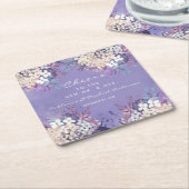 Romantic Lavender Waterverf Floral Spring Wedding Kartonnen Onderzetters (Schuin)