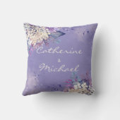 Romantic Lavender Waterverf Floral Spring Wedding Kussen (Achterkant)