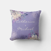 Romantic Lavender Waterverf Floral Spring Wedding Kussen (Voorkant)